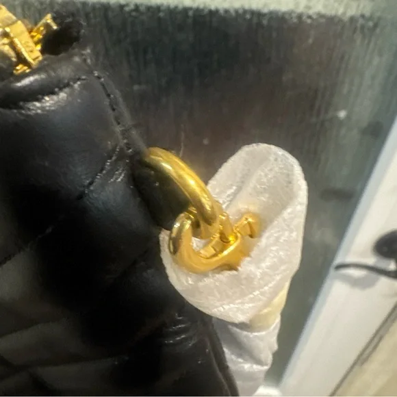 Yves Saint Laurent Black Sizable Clutch with detachable wristlet with gold YSL. - Picture 11 of 16